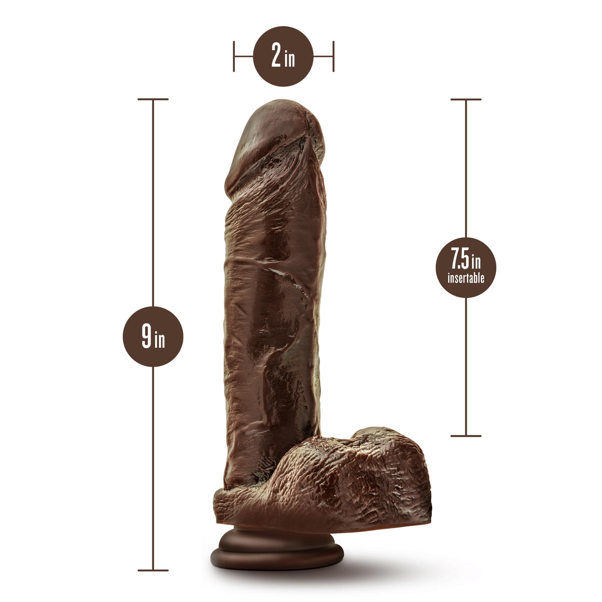 Dr. Skin Plus - 9 Inch Thick Posable Dildo With Balls - Chocolate - Not Very Vanilla