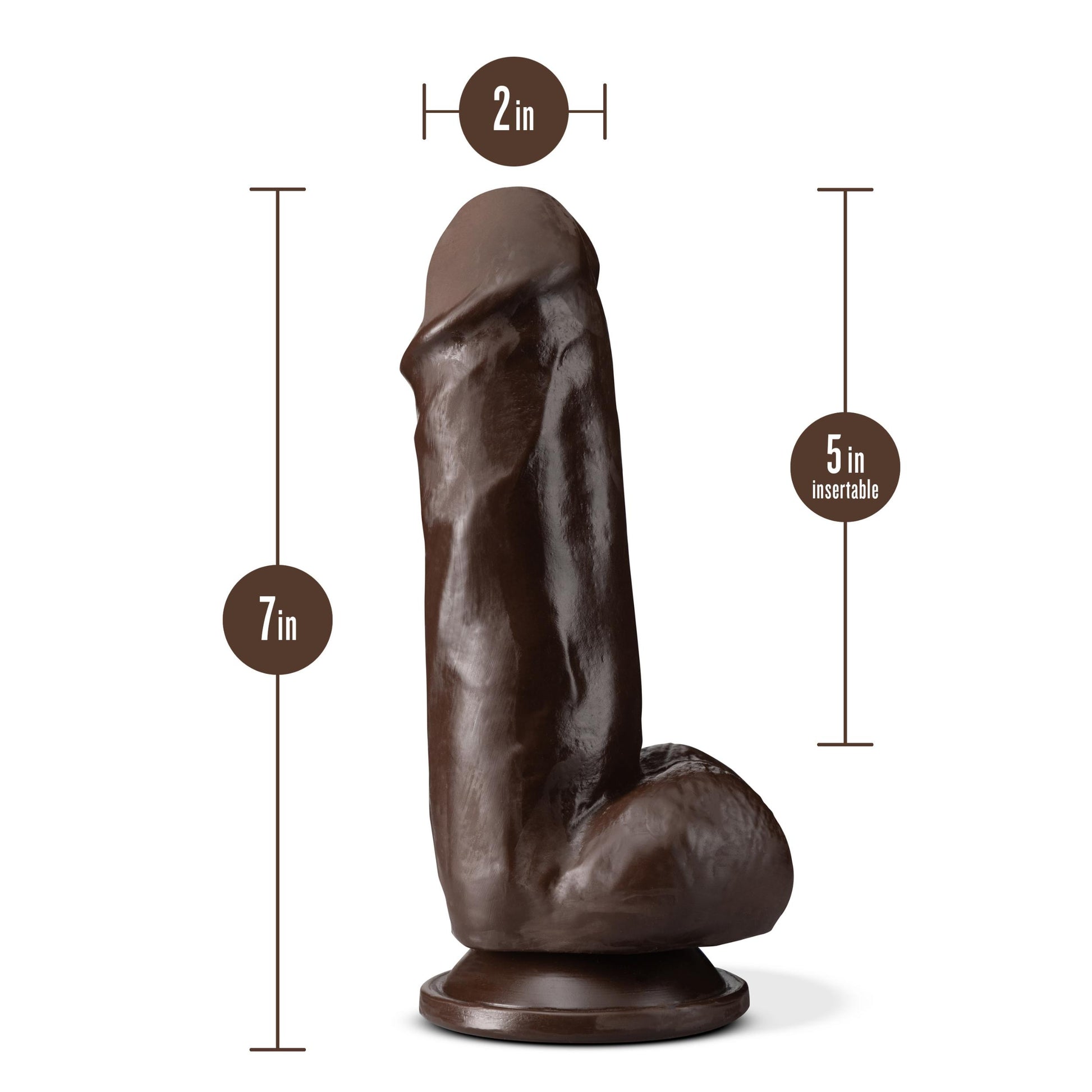 Dr. Skin Plus - 7 Inch Girthy Posable Dildo With Balls - Chocolate - Not Very Vanilla