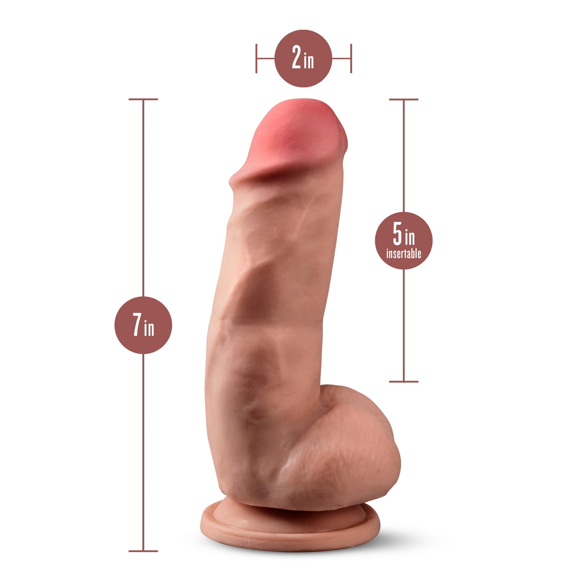 Dr. Skin Plus - 7 Inch Girthy Posable Dildo With Balls - Mocha - Not Very Vanilla