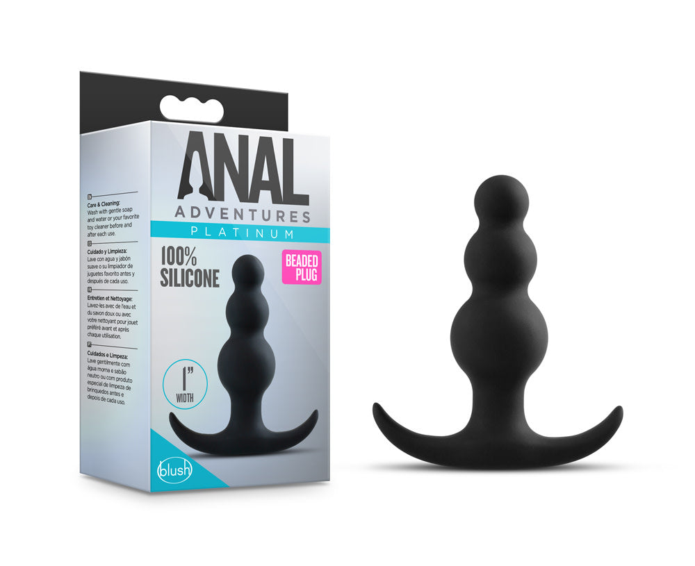 Anal Adventures Platinum - Beaded Plug - Black - Not Very Vanilla