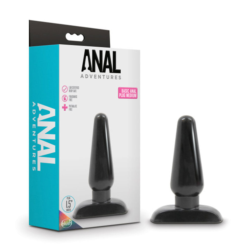 Anal Adventures - Basic Anal Plug - Medium - Black - Not Very Vanilla