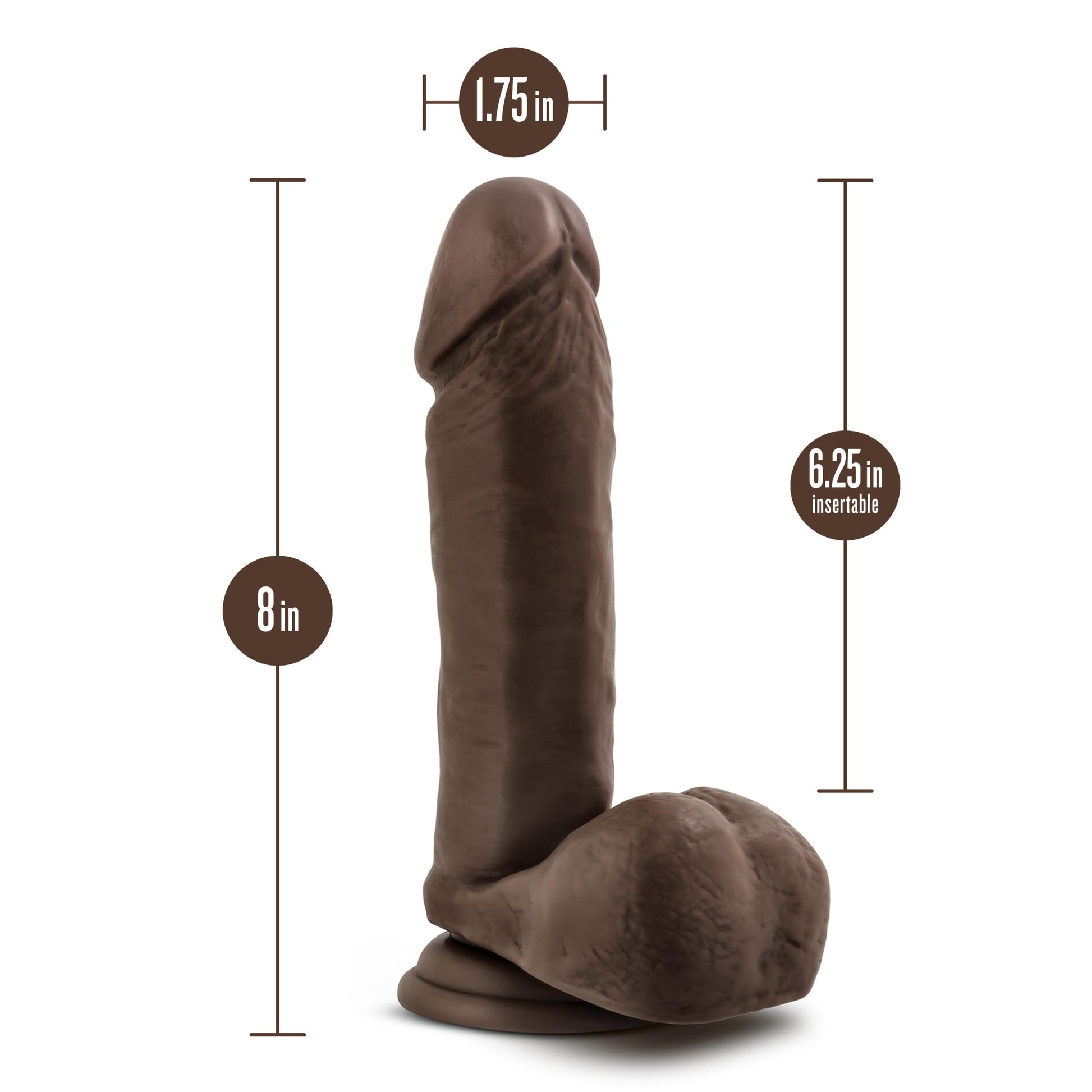 Dr. Skin Plus - 8 Inch Posable Dildo With Balls - Chocolate - Not Very Vanilla