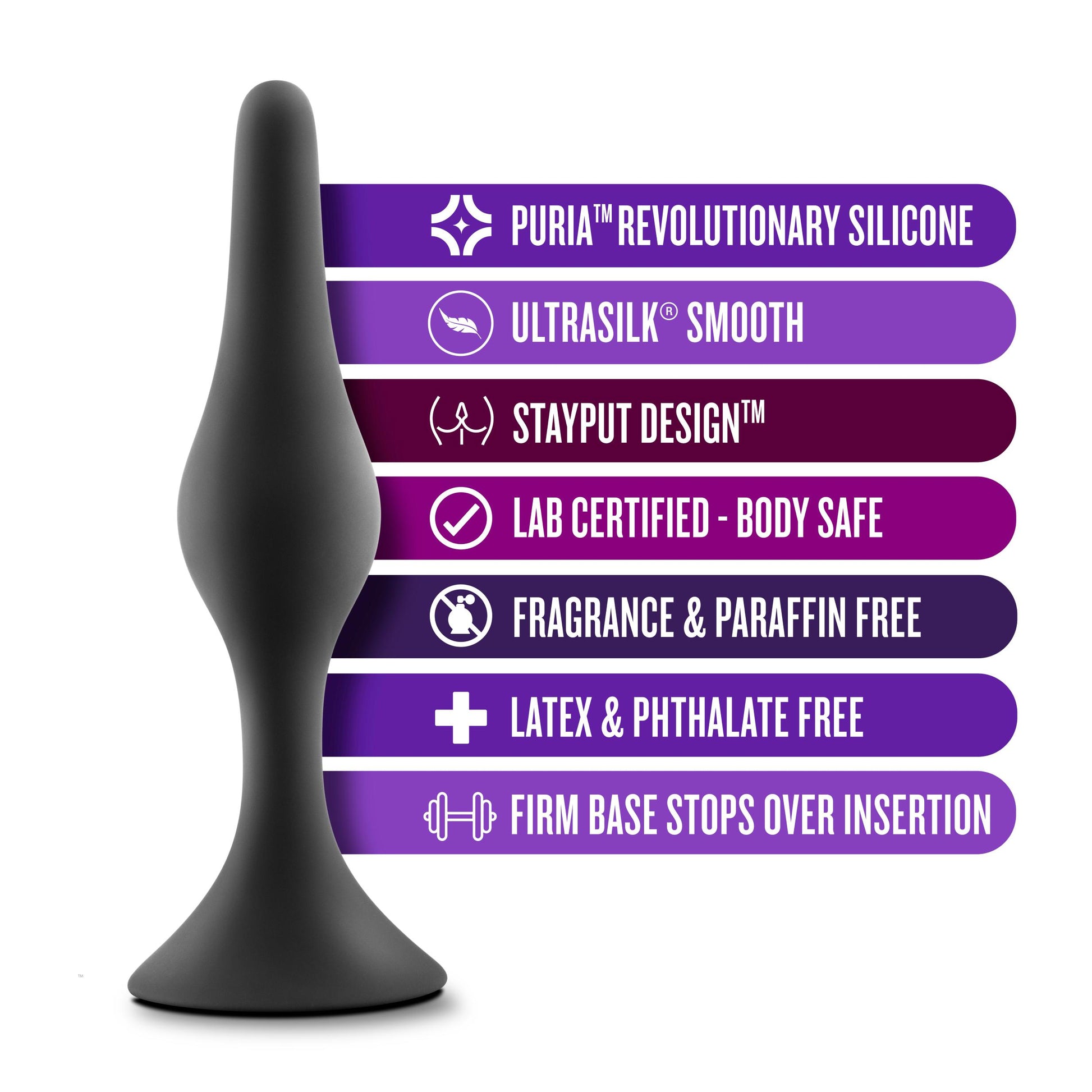 Anal Adventures Platinum - Silicone Beginner Plug - Small - Black - Not Very Vanilla