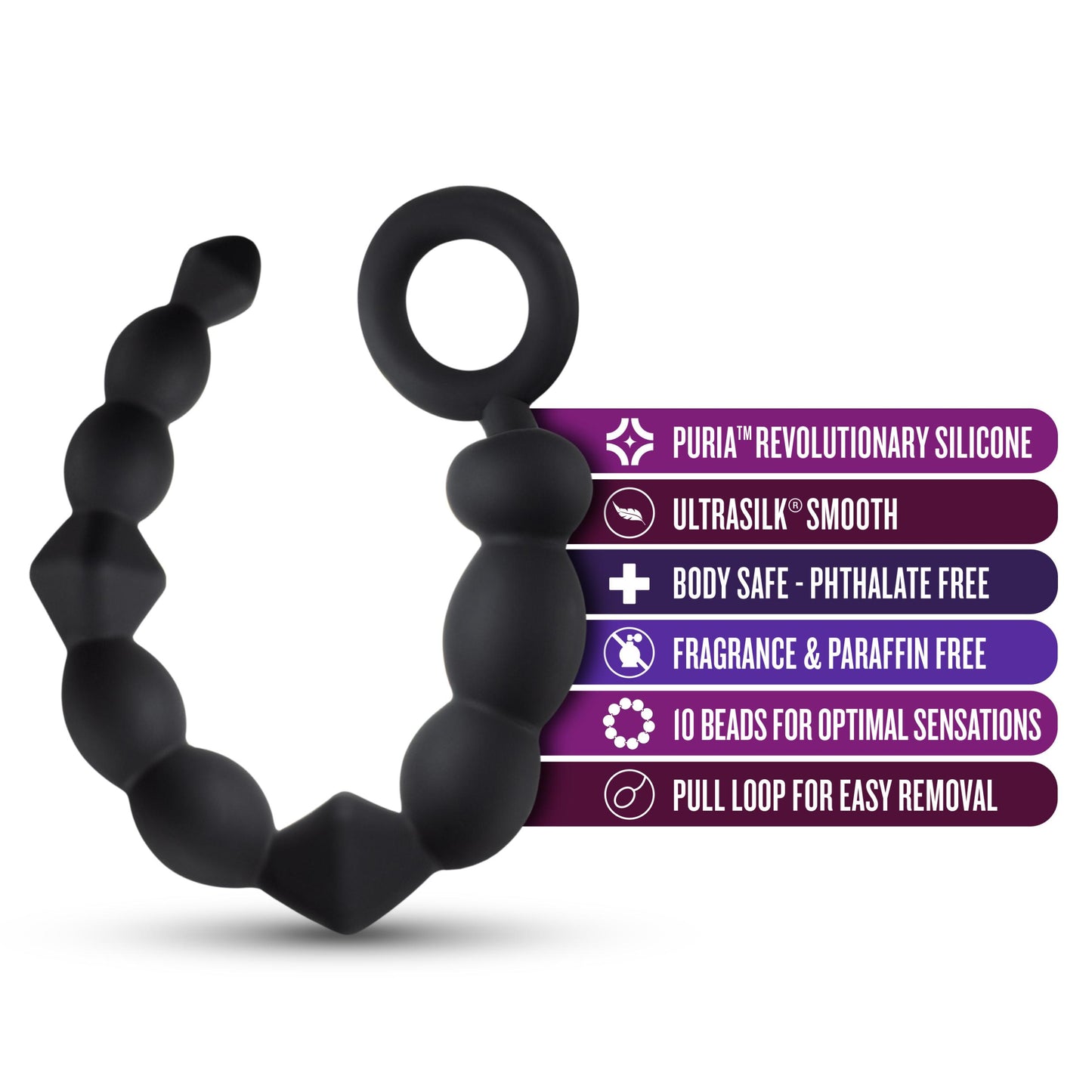 Anal Adventures Platinum - Silicone Beginner Anal Beads - Black - Not Very Vanilla