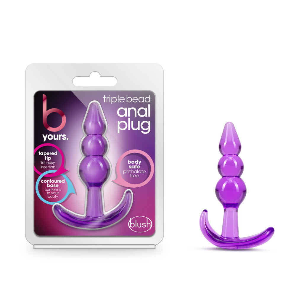 B Yours - Triple Bead Anal Plug - Purple - Not Very Vanilla