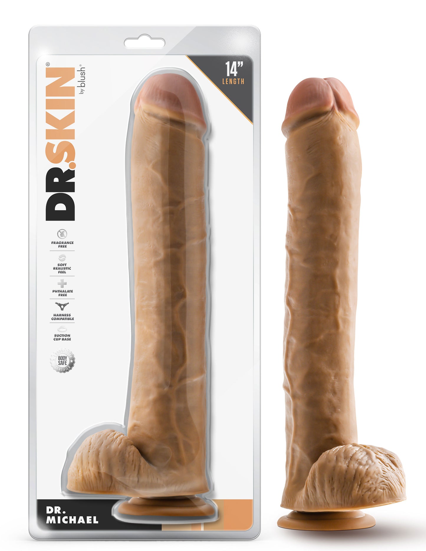 Dr. Skin - Dr. Michael - 14 Inch Dildo With Balls Tan - Not Very Vanilla