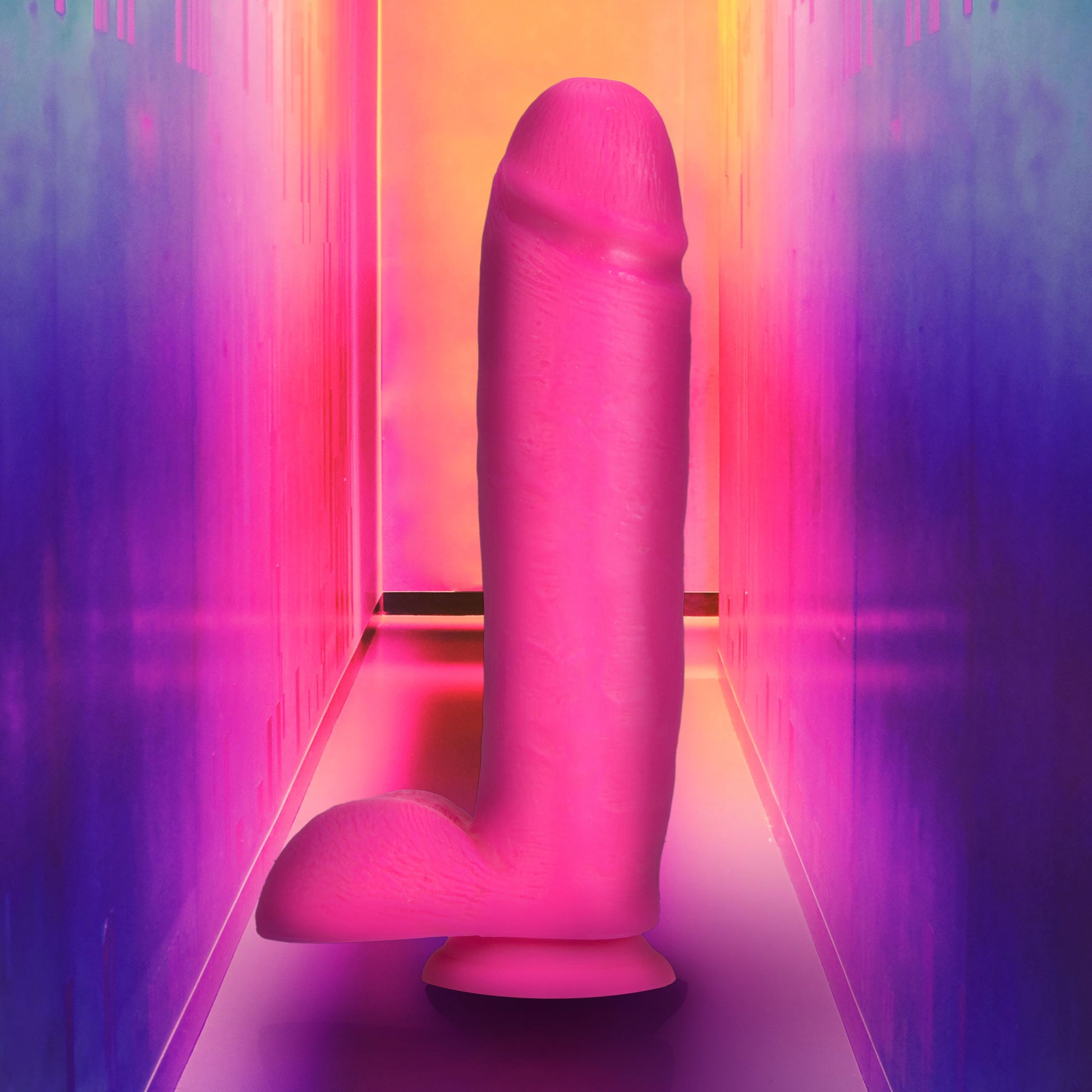 Neo Elite - 10 Inch Silicone Dual Density Cock With Balls - Neon Pink - Not Very Vanilla