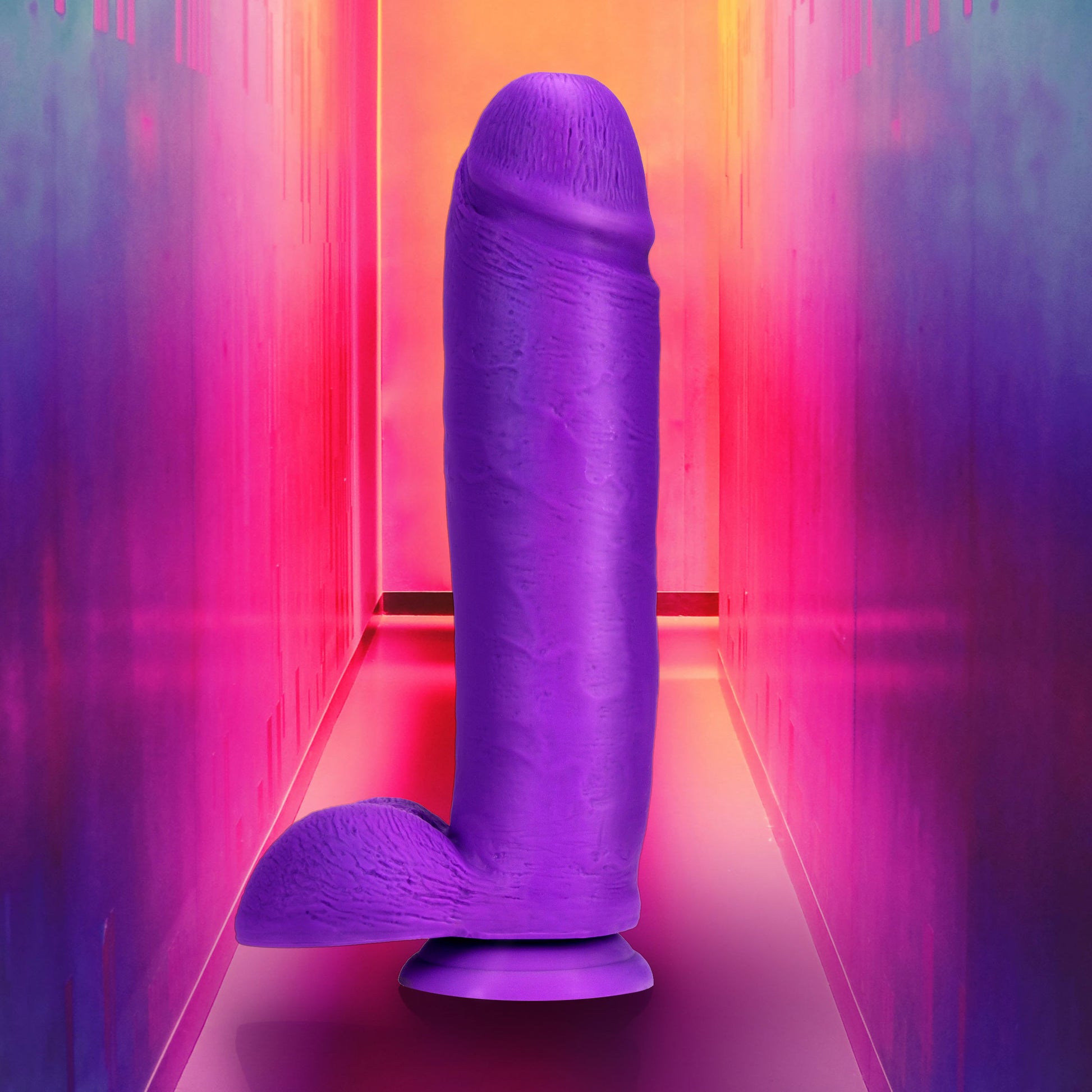 Neo Elite - 10 Inch Silicone Dual Density Cock With Balls - Neon Purple - Not Very Vanilla