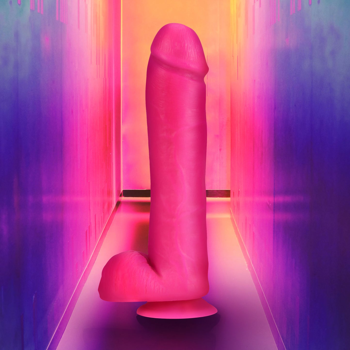 Neo Elite - 11 Inch Silicone Dual Density Cock With Balls - Neon Pink - Not Very Vanilla