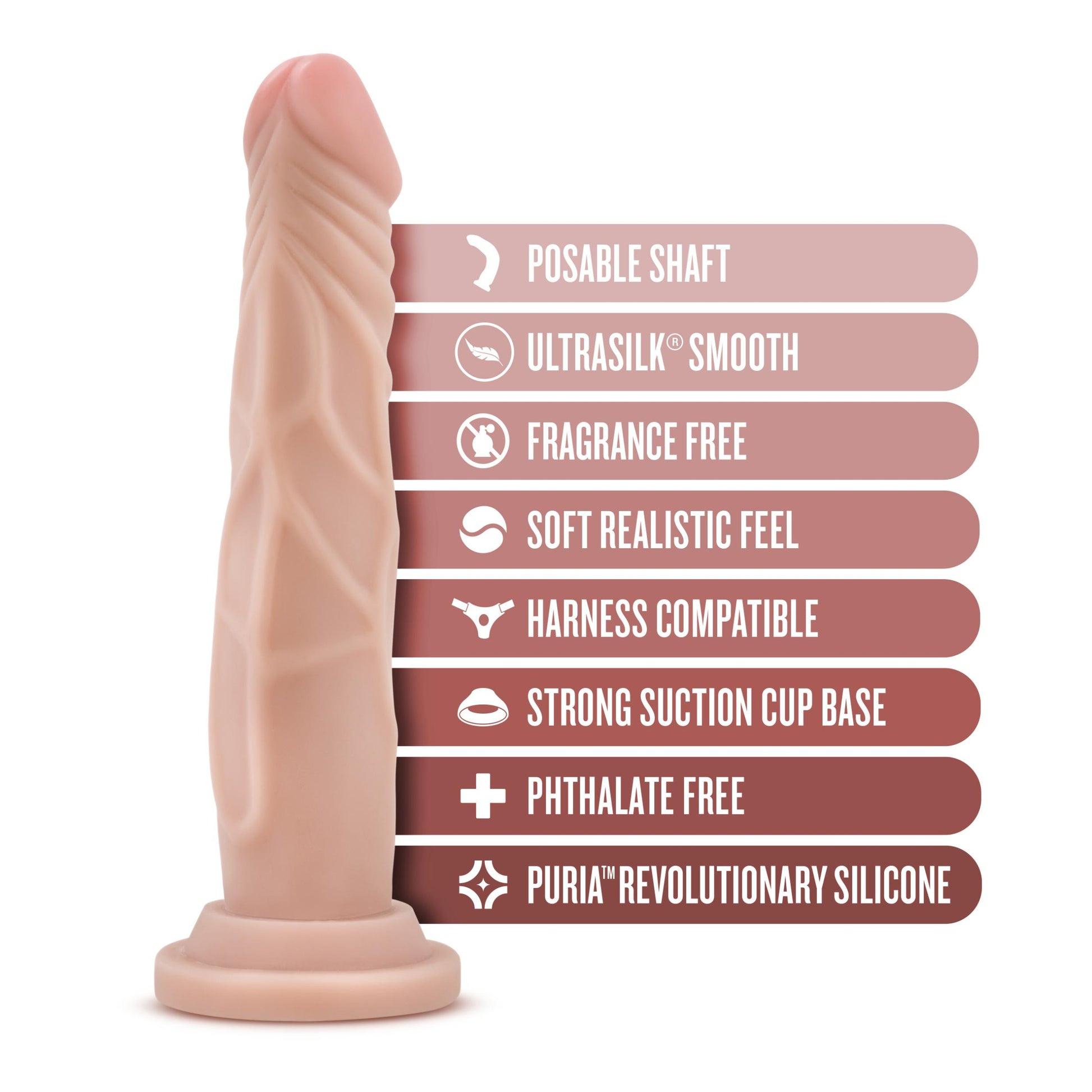 Dr. Skin Silicone - Dr. Carter - 7 Inch Dong With Suction Cup - Vanilla - Not Very Vanilla