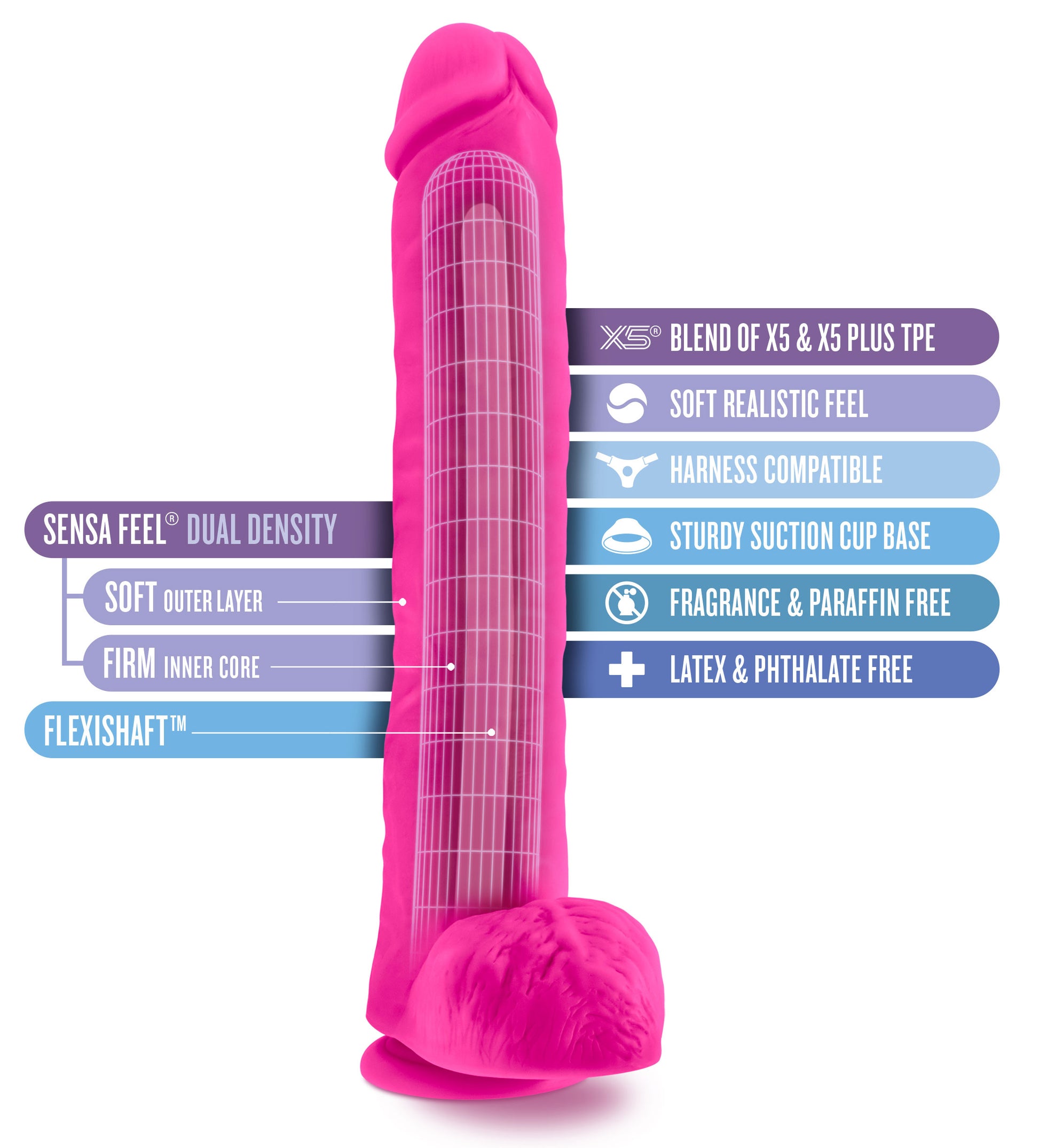 Au Naturel - Bold - Daddy - 14 Inch Dildo - Pink - Not Very Vanilla