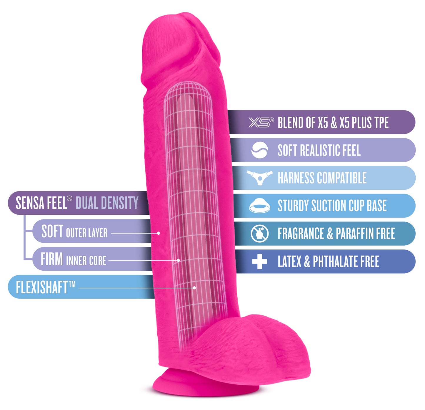 Au Naturel - Bold - Huge - 10 Inch Dildo - Pink - Not Very Vanilla