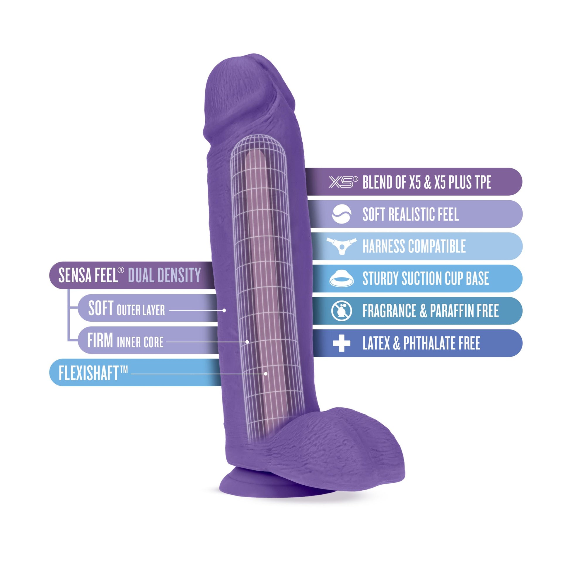 Au Naturel - Bold - Huge - 10 Inch Dildo - Purple - Not Very Vanilla