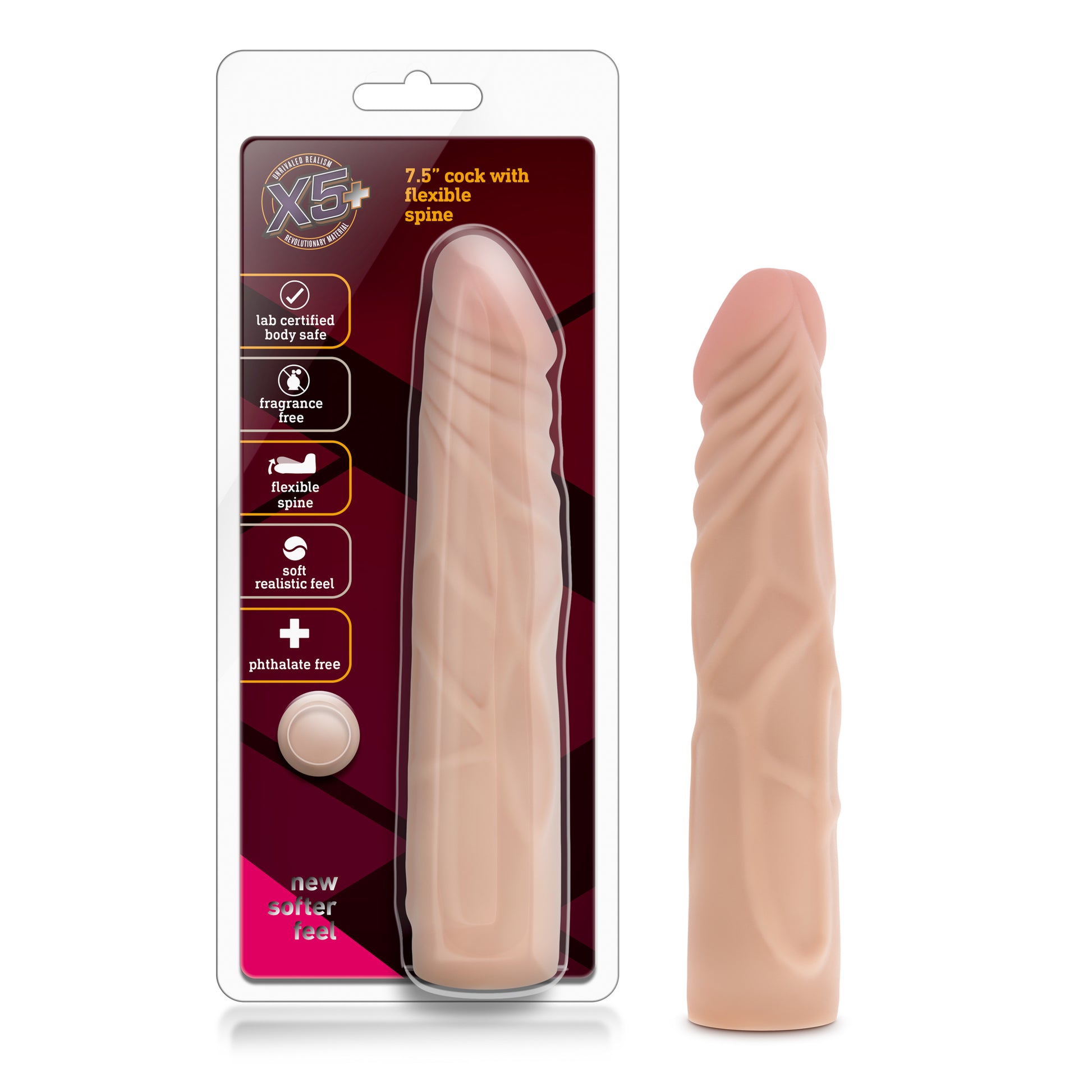 X5 7.5 Inch Dildo With Flexible Spine - Not Very Vanilla