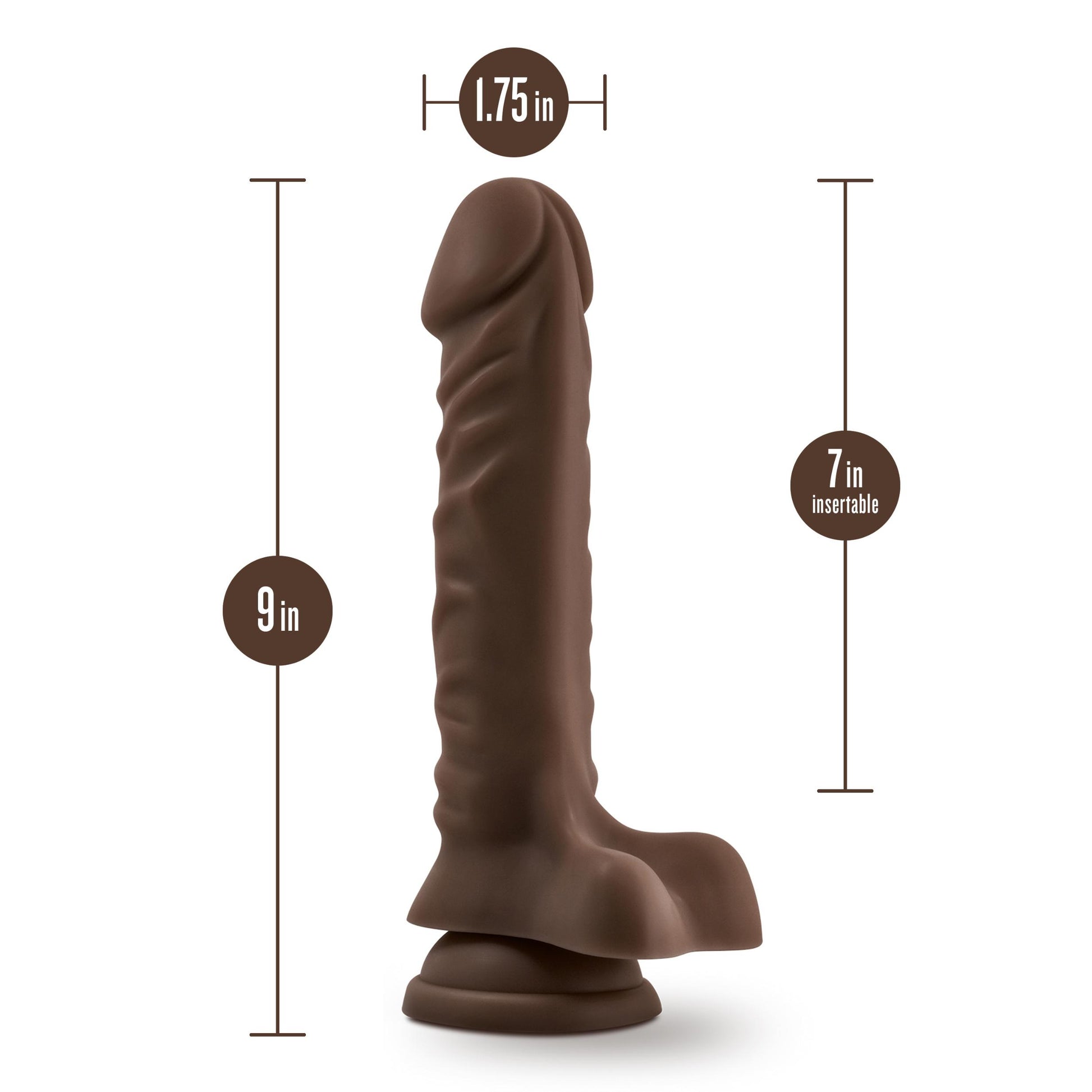 Dr. Skin Plus - 9 Inch Posable Dildo With Balls - Chocolate - Not Very Vanilla