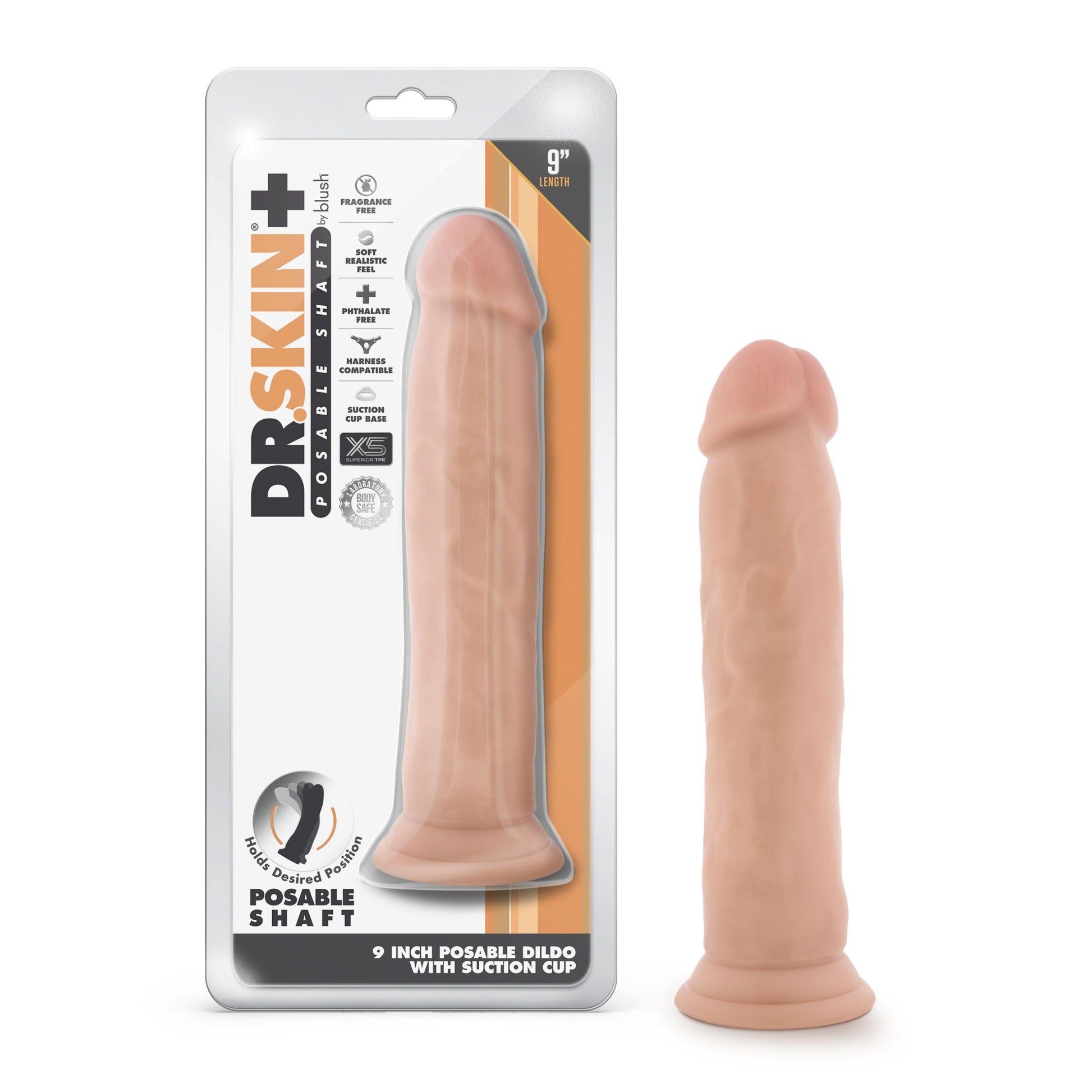 Dr. Skin Plus - 9 Inch Posable Thick Dildo - Vanilla - Not Very Vanilla