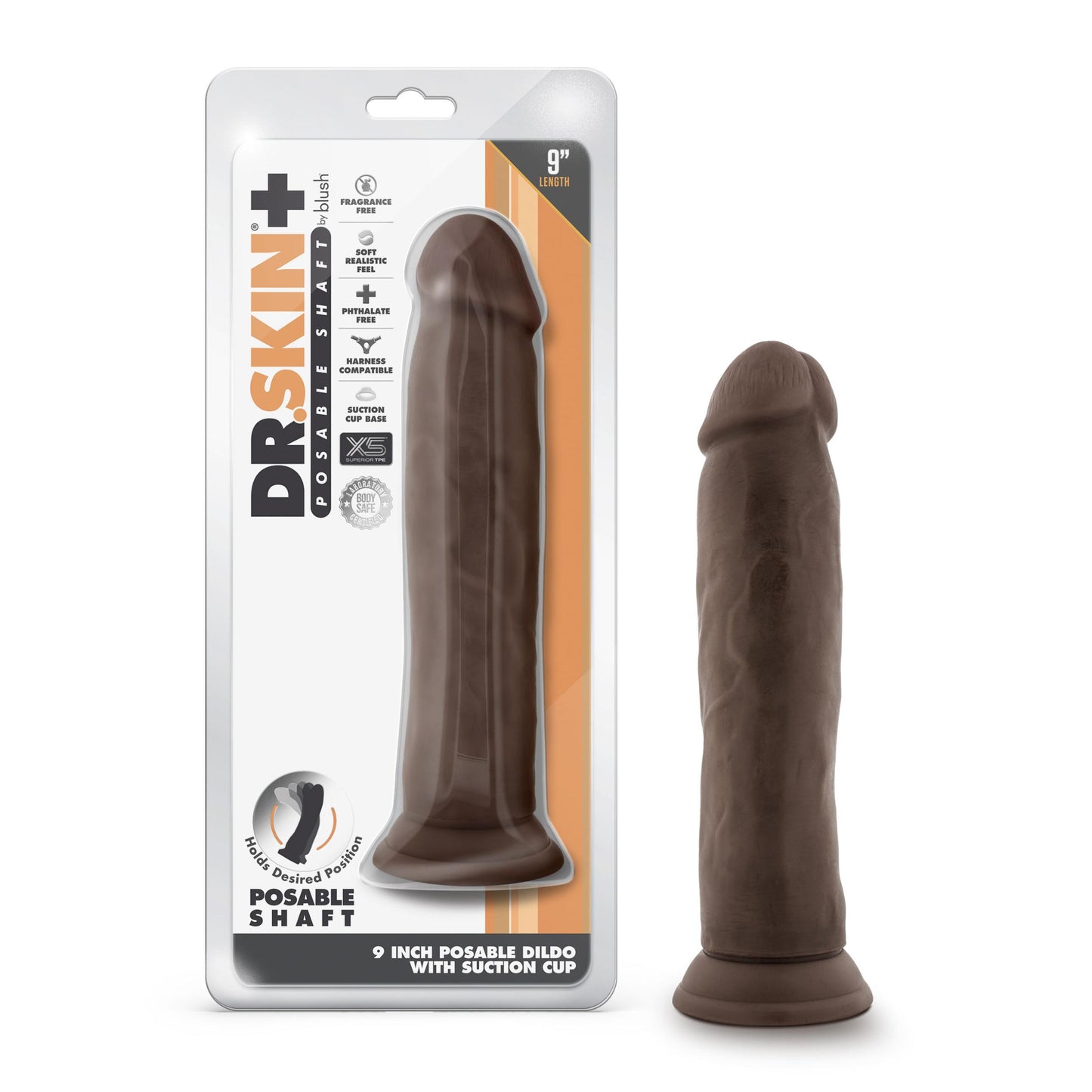 Dr. Skin Plus - 9 Inch Posable Thick Dildo - Chocolate - Not Very Vanilla