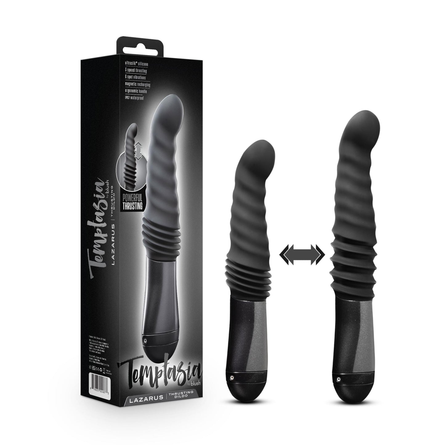 Temptasia - Lazarus - Thrusting Dildo - Black - Not Very Vanilla