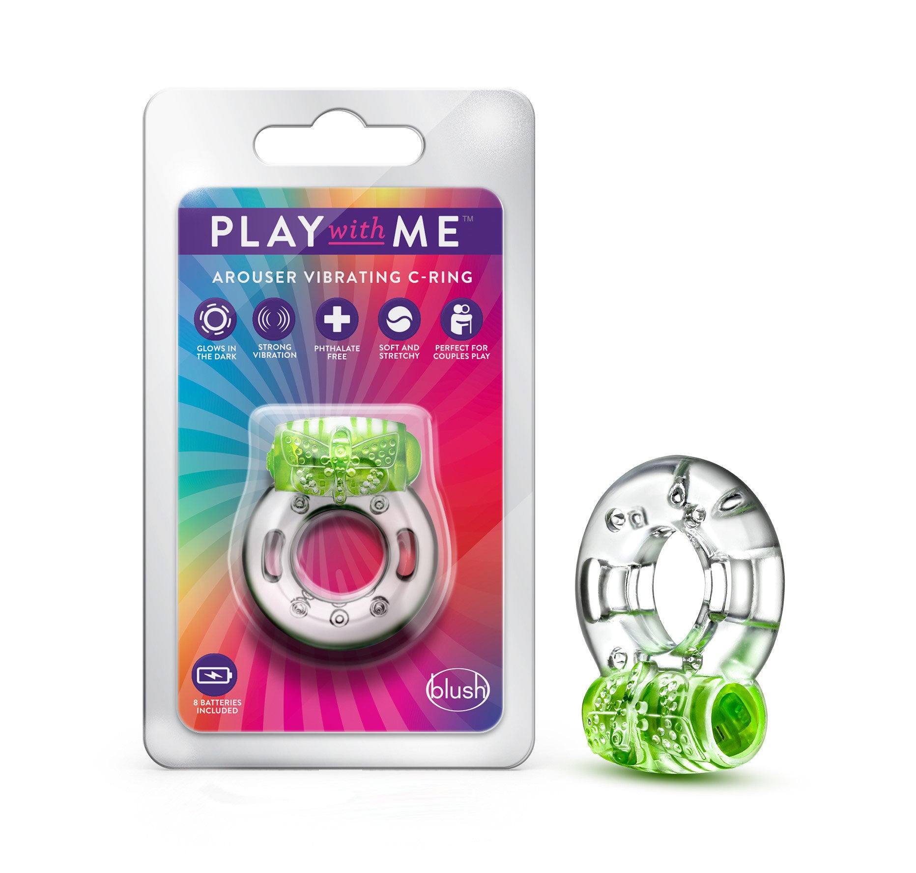 Play With Me - Arouser Vibrating C-Ring - Green - Not Very Vanilla