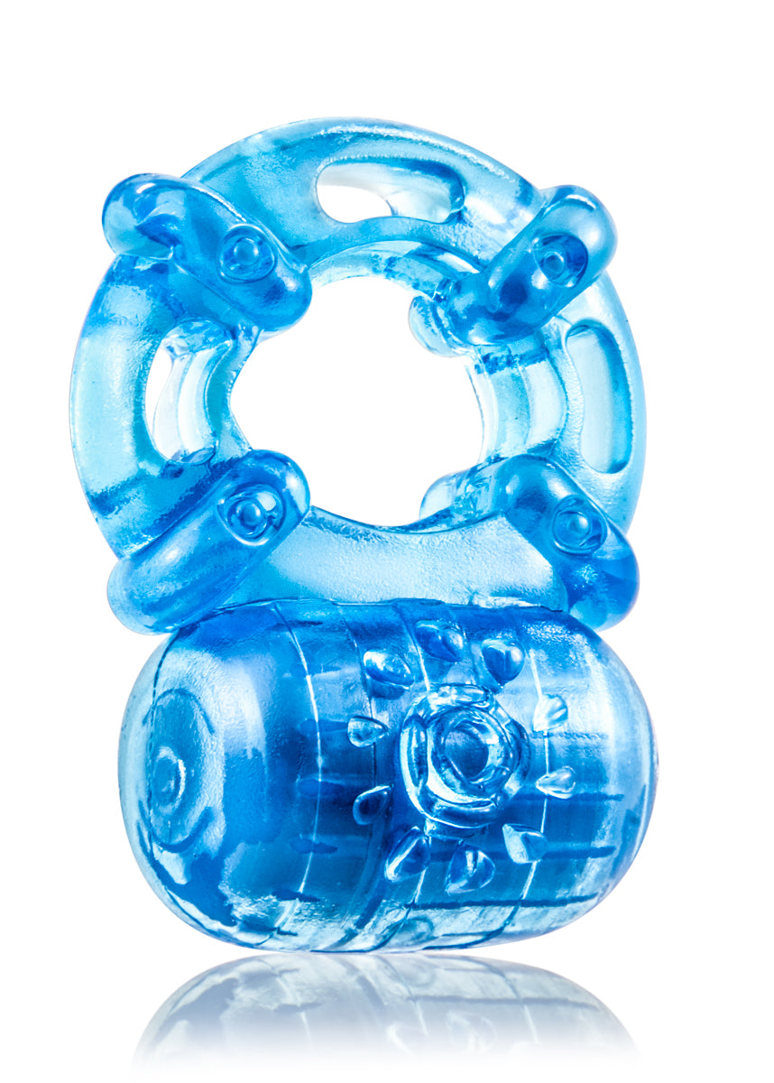 Stay Hard Reusable 5 Function Vibrating Cock Ring - Blue - Not Very Vanilla