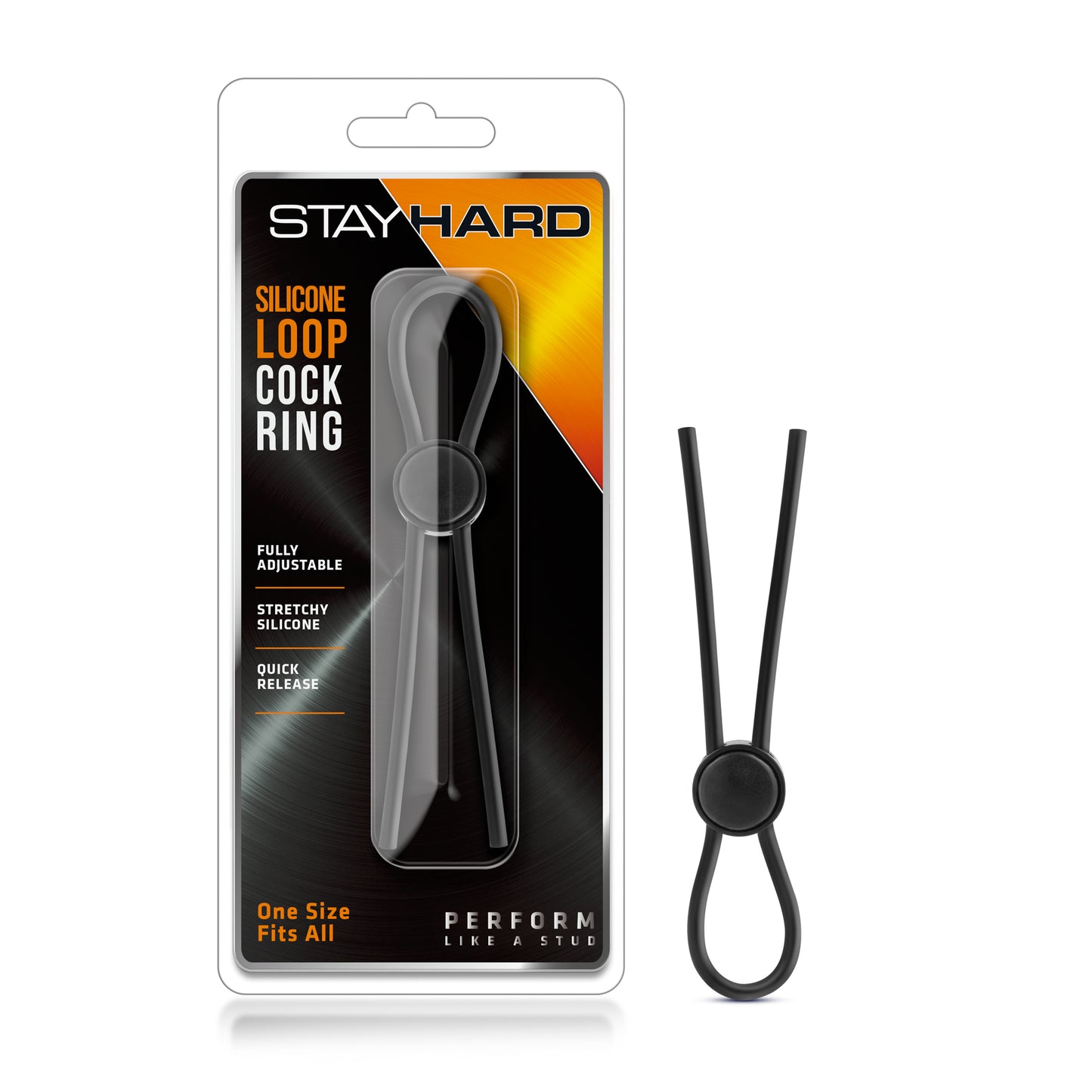 Stay Hard - Silicone Loop Cock Ring - Black - Not Very Vanilla