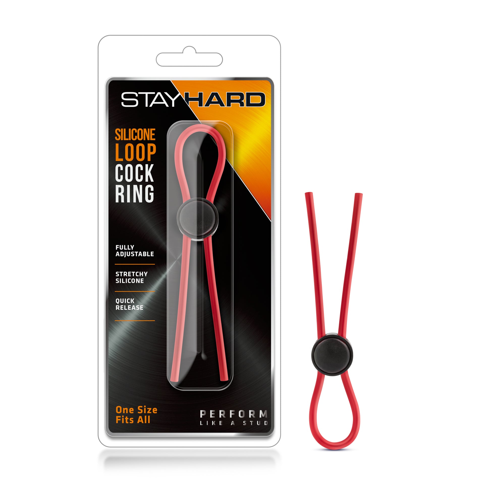 Stay Hard - Silicone Loop Cock Ring - Red - Not Very Vanilla