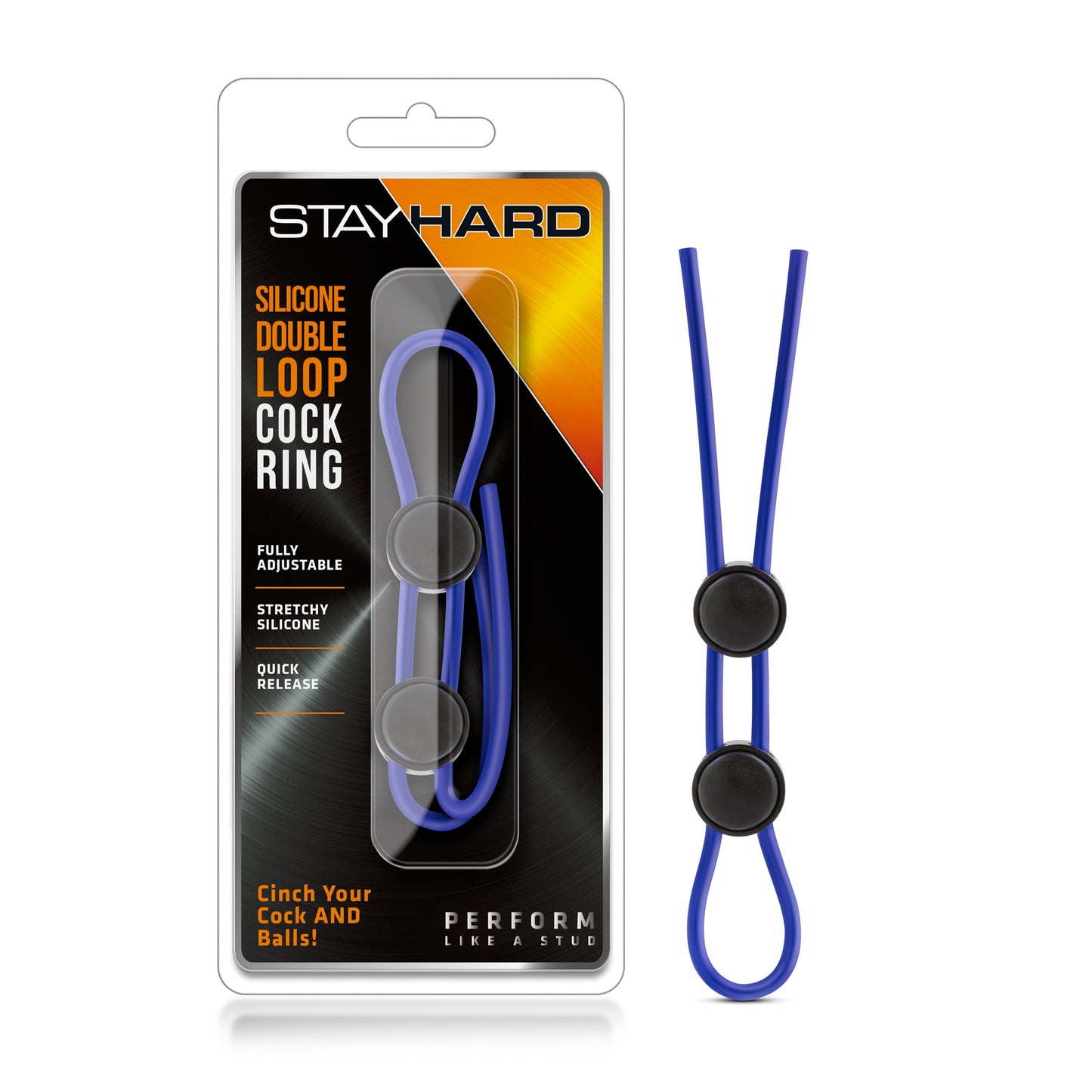 Stay Hard - Silicone Double Loop Cock Ring - Blue - Not Very Vanilla