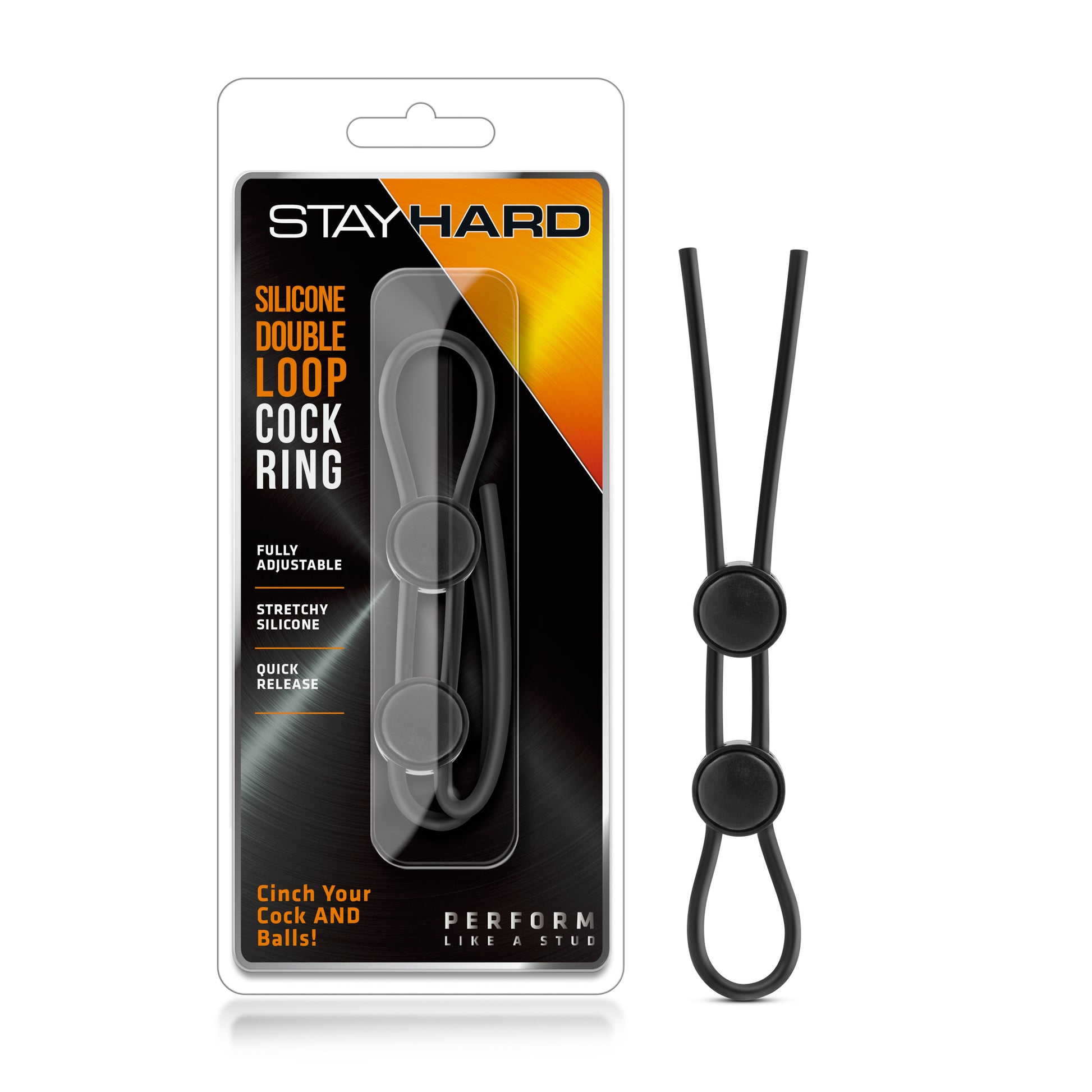 Stay Hard - Silicone Double Loop Cock Ring - Black - Not Very Vanilla