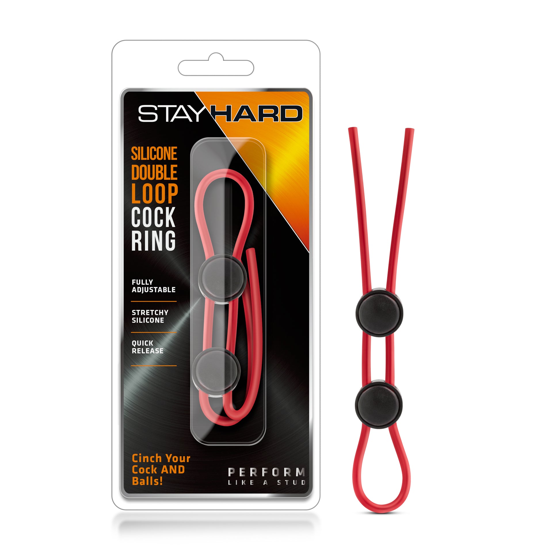 Stay Hard - Silicone Double Loop Cock Ring - Red - Not Very Vanilla