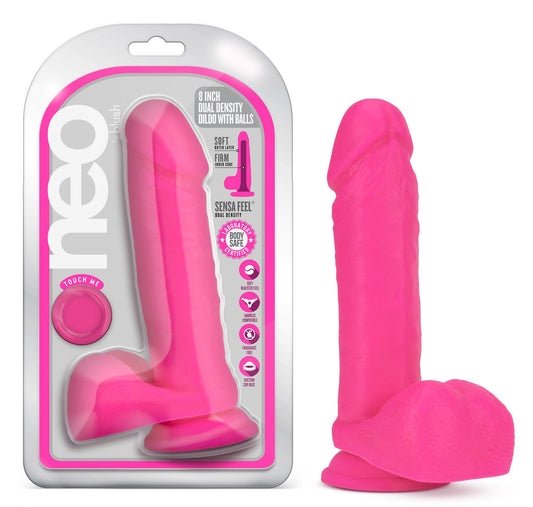 Neo - 8 Inch Dual Density Dildo - Neon Pink - Not Very Vanilla