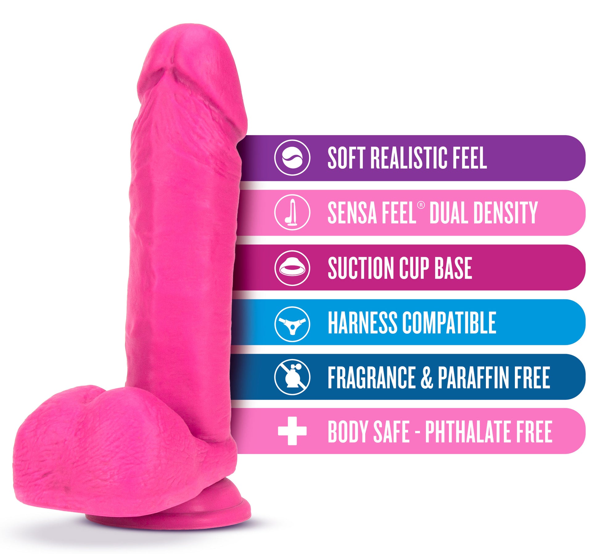 Neo - 8 Inch Dual Density Dildo - Neon Pink - Not Very Vanilla