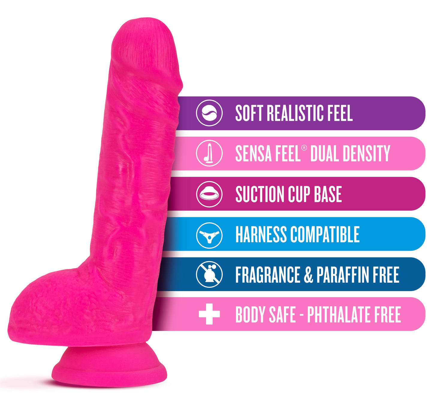 Neo - 9 Inch Dual Density Dildo - Neon Pink - Not Very Vanilla