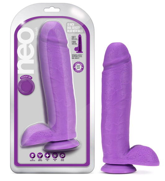 Neo - 10 Inch Dual Density Dildo - Neon Purple - Not Very Vanilla