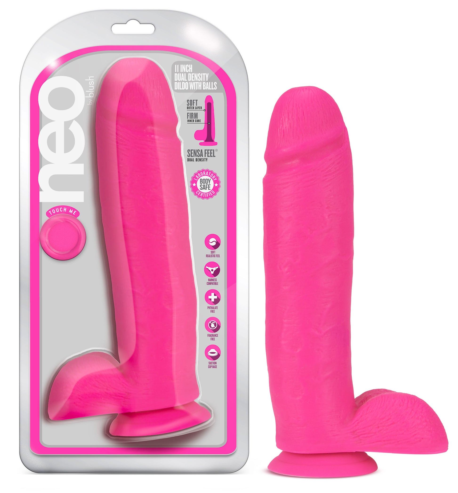 Neo - 11 Inch Dual Density Dildo - Neon Pink - Not Very Vanilla