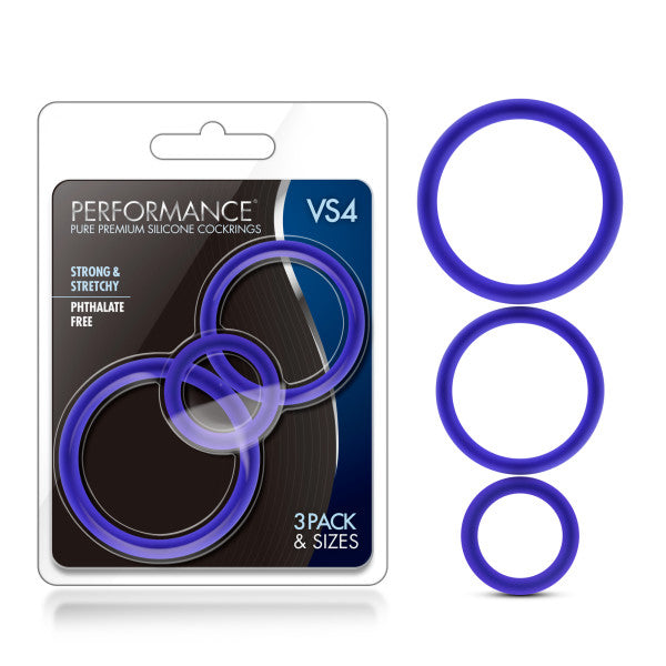 Performance - Vs4 Pure Premium Silicone Cockring Set - Indigo - Not Very Vanilla