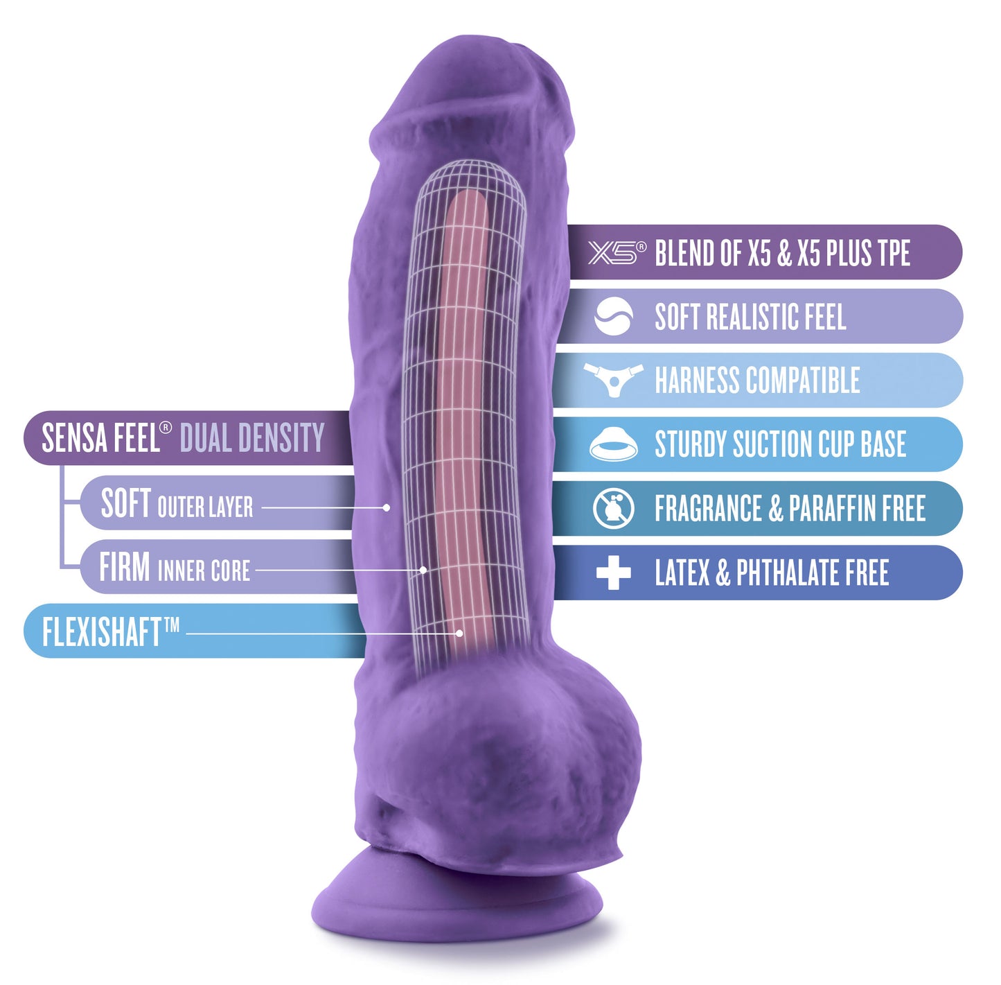 Au Naturel - Bold - Big Boy -10 Inch Dildo - Purple - Not Very Vanilla