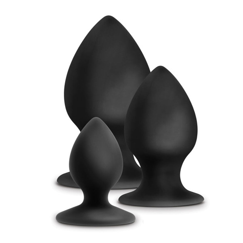 Anal Adventures - Platinum - Silicone Anal Stout Plug Kit - Black - Not Very Vanilla