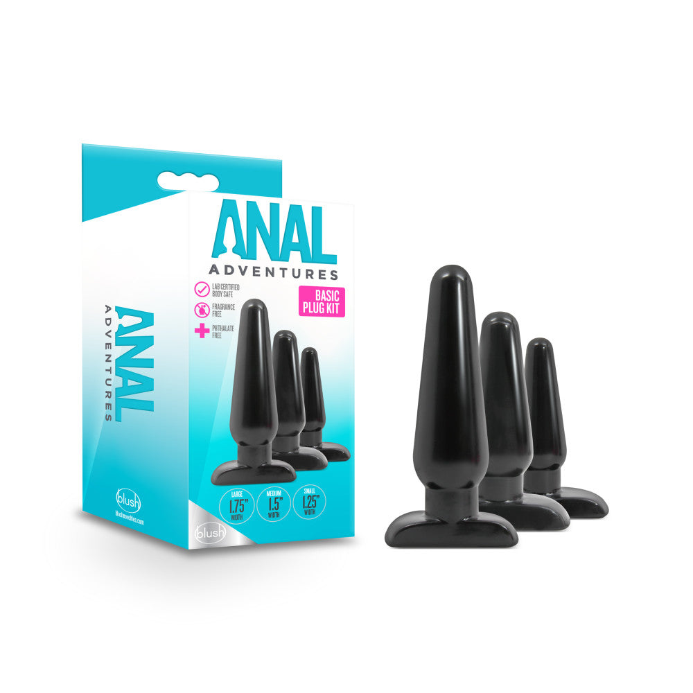 Anal Adventures - Basic Plug Kit - Black - Not Very Vanilla