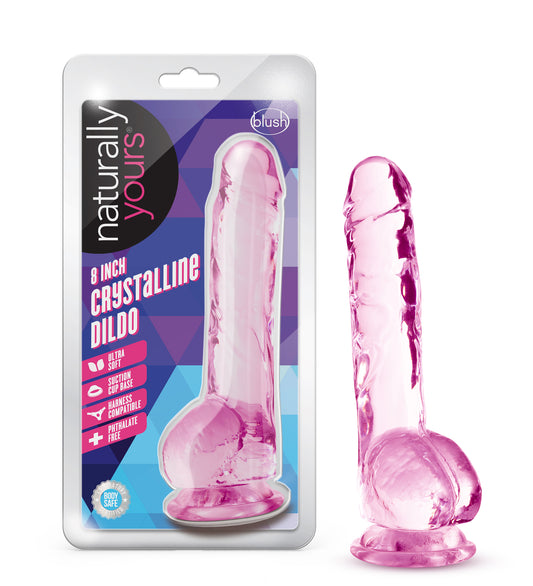 Naturally Yours - 8 Inch Crystalline Dildo - Rose - Not Very Vanilla