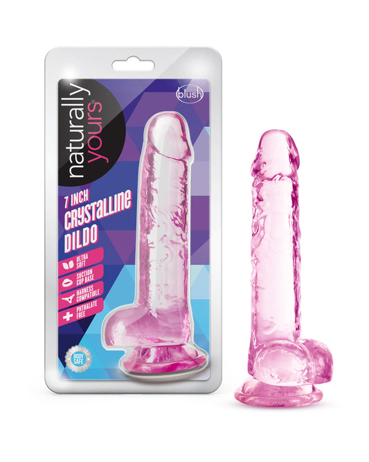 Naturally Yours - 7 Inch Crystalline Dildo - Rose - Not Very Vanilla