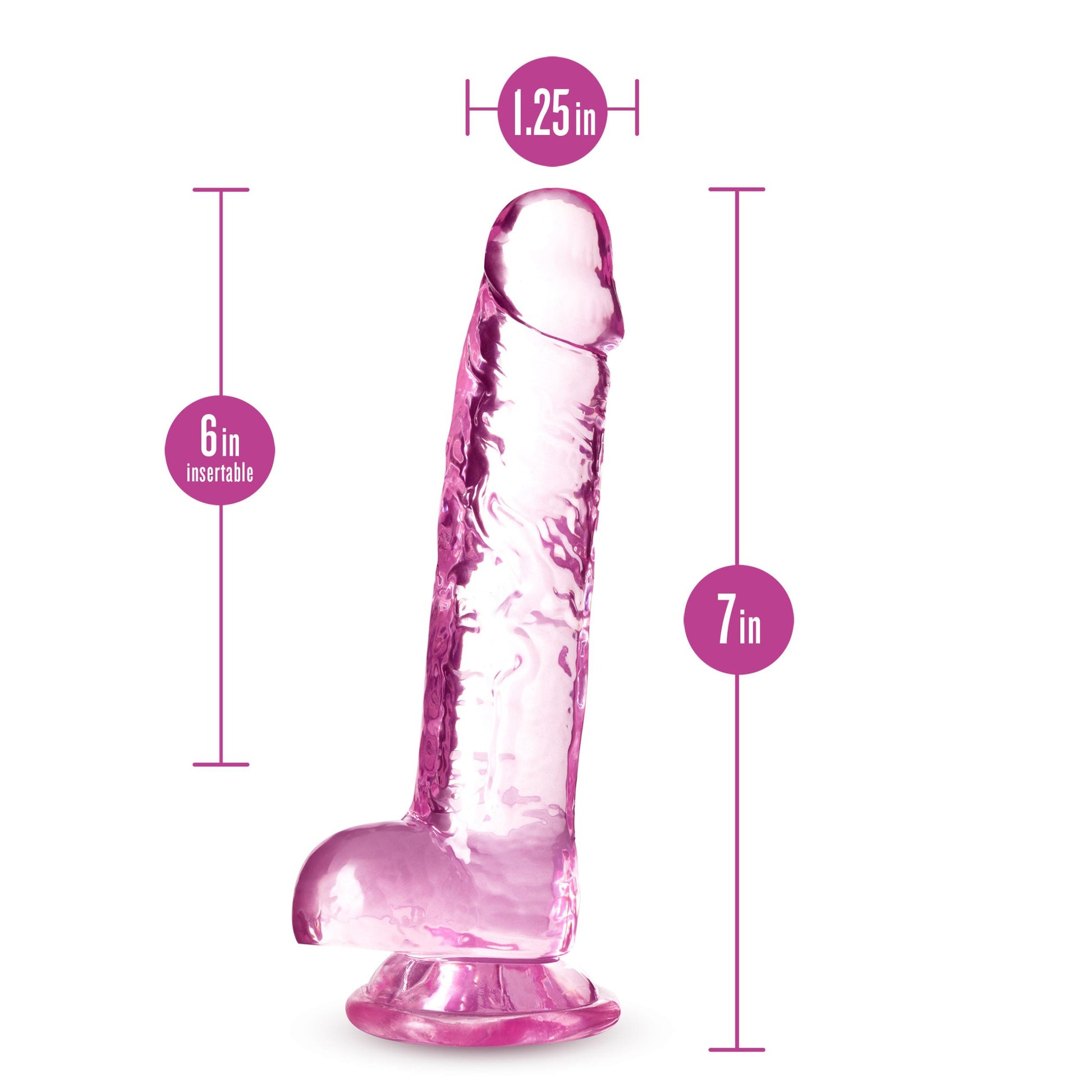 Naturally Yours - 7 Inch Crystalline Dildo - Rose - Not Very Vanilla