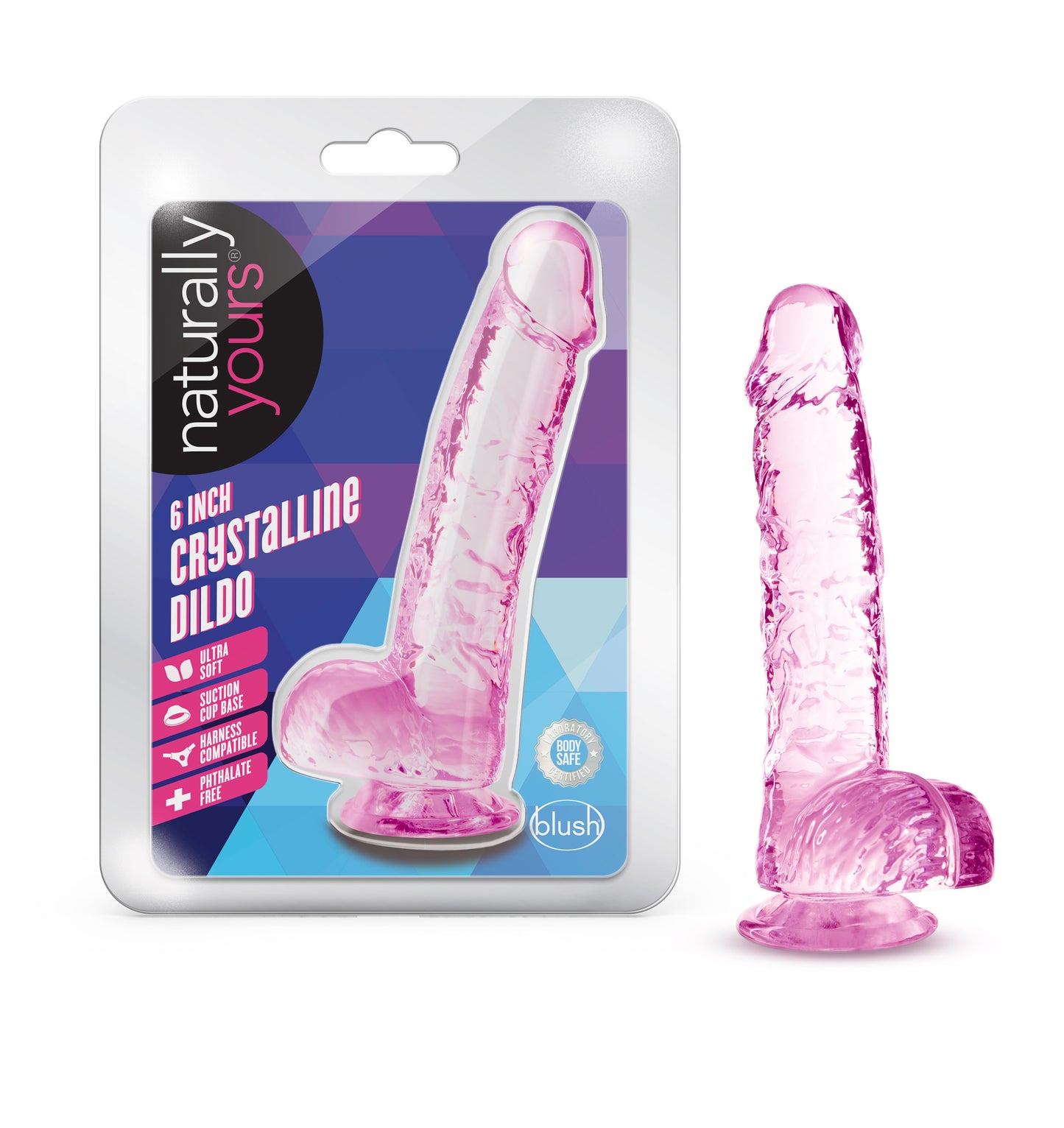 Naturally Yours - 6 Inch Crystalline Dildo - Rose - Not Very Vanilla