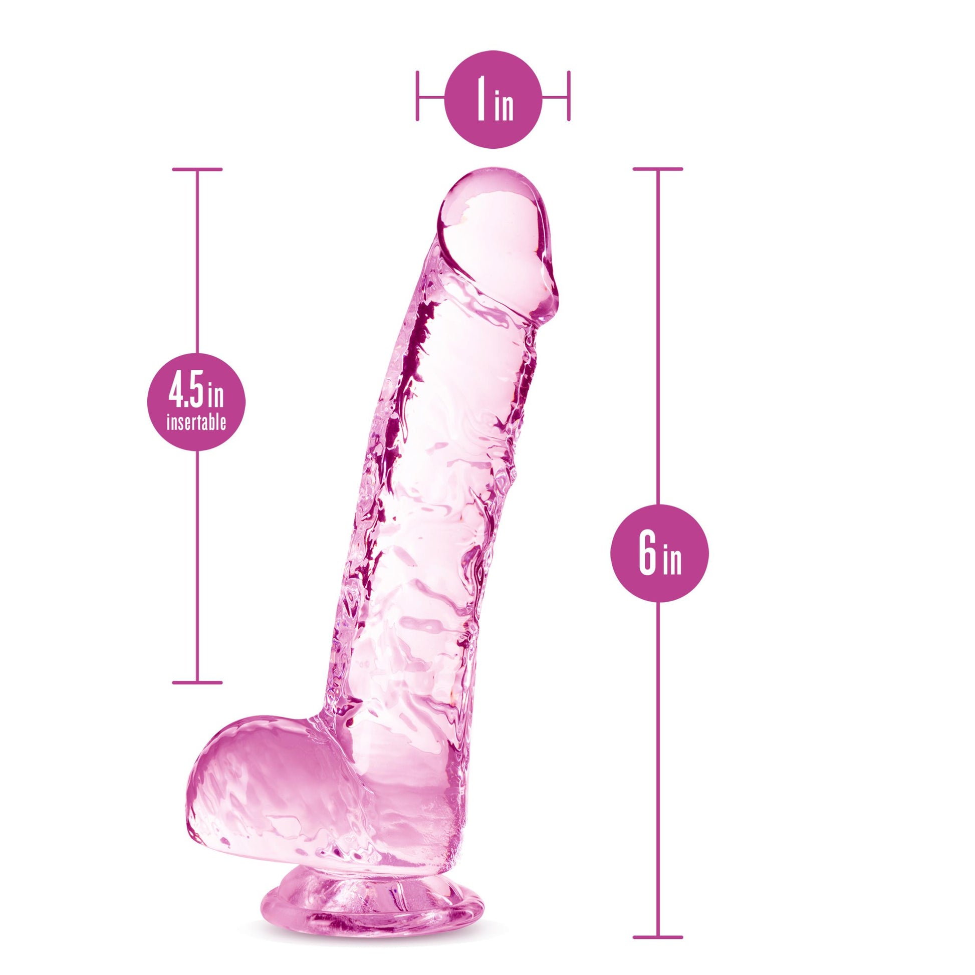 Naturally Yours - 6 Inch Crystalline Dildo - Rose - Not Very Vanilla