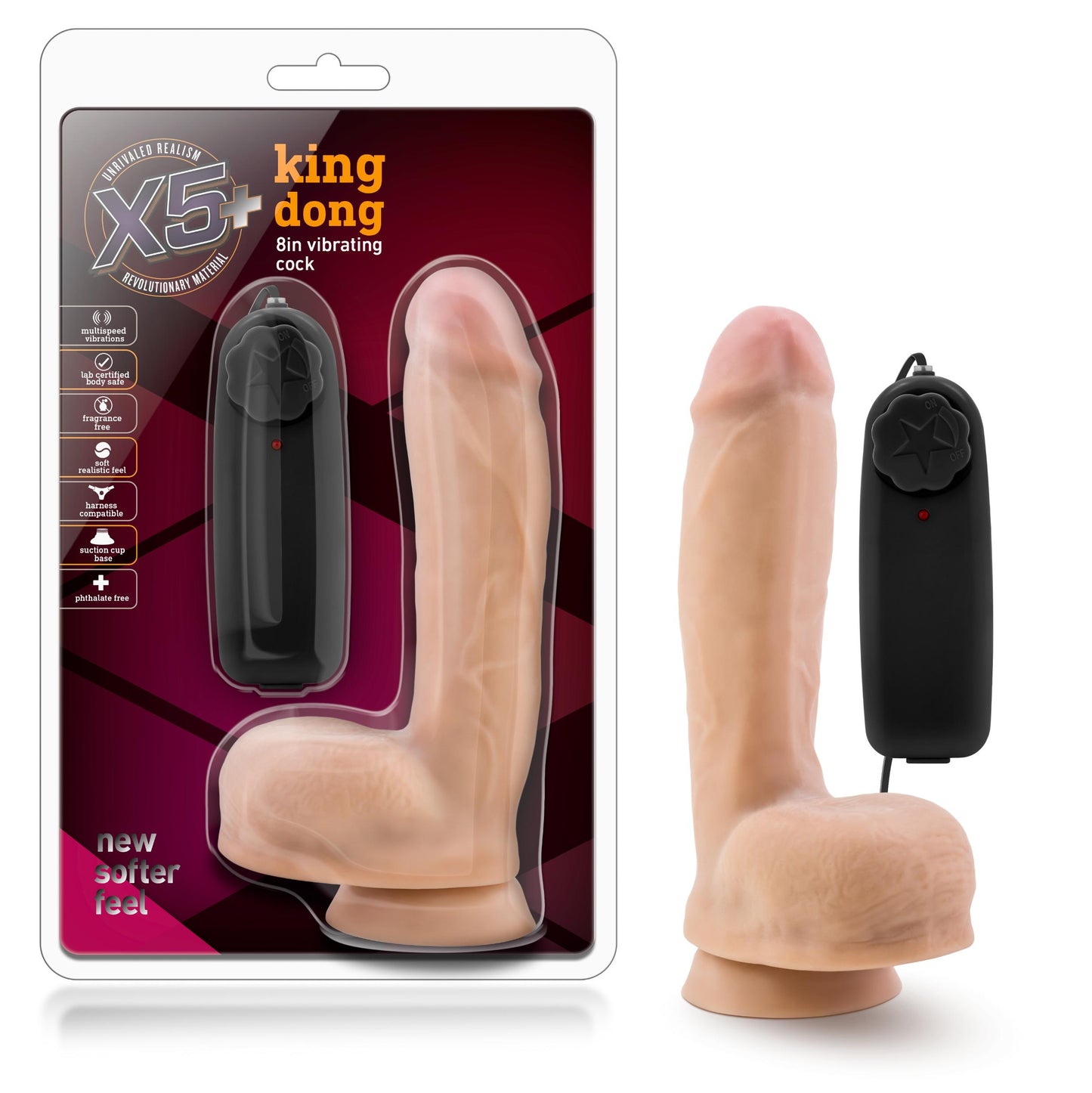 X5 Plus - King Dong - 8 Inch Vibrating Cock - Vanilla - Not Very Vanilla