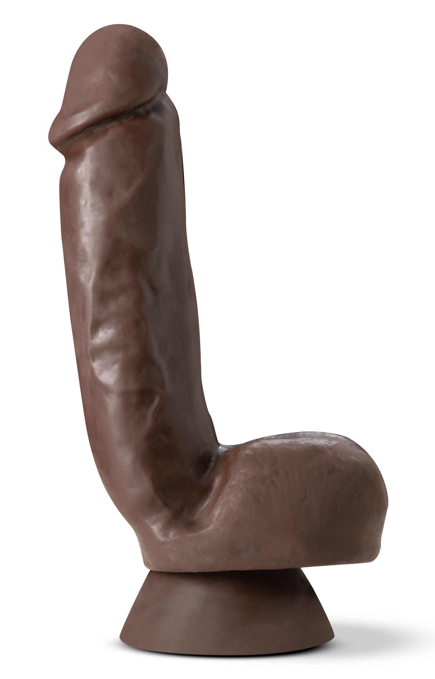 Dr. Skin Plus - 8 Inch Thick Poseable Dildo With Squeezable Balls - Chocolate - Not Very Vanilla