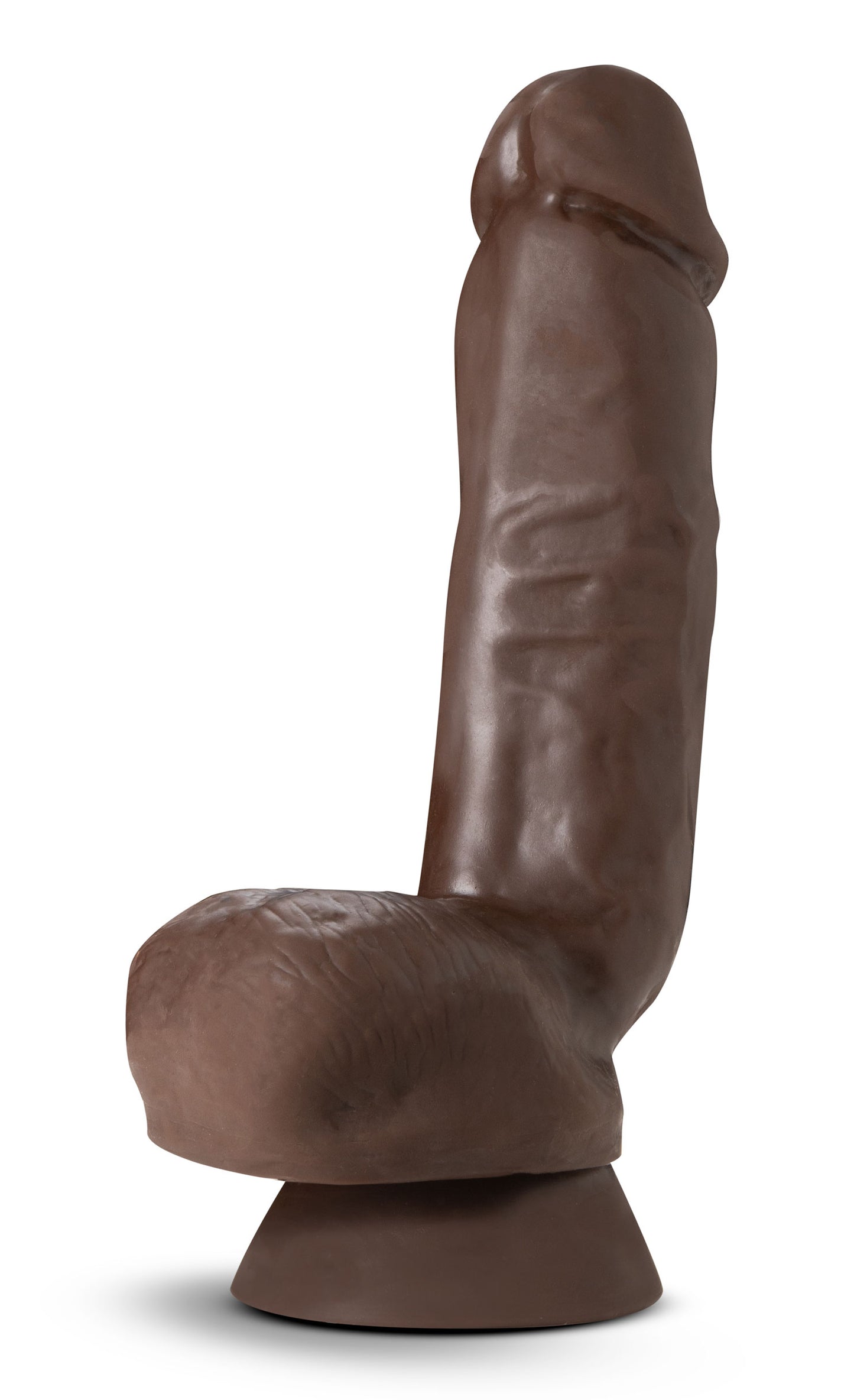 Dr. Skin Plus - 8 Inch Thick Poseable Dildo With Squeezable Balls - Chocolate - Not Very Vanilla