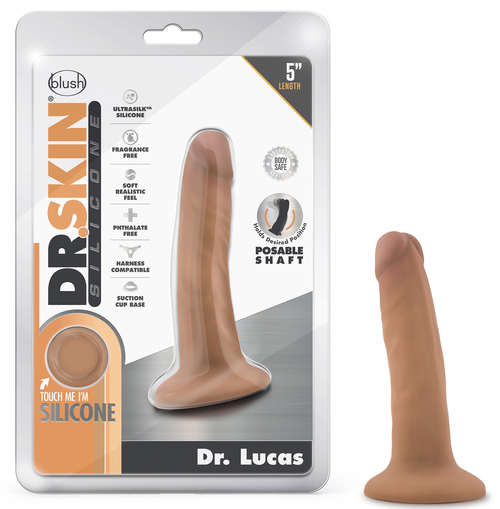 Dr. Skin Silicone - Dr. Lucas - 5 Inch Dong With Suction Cup - Mocha - Not Very Vanilla