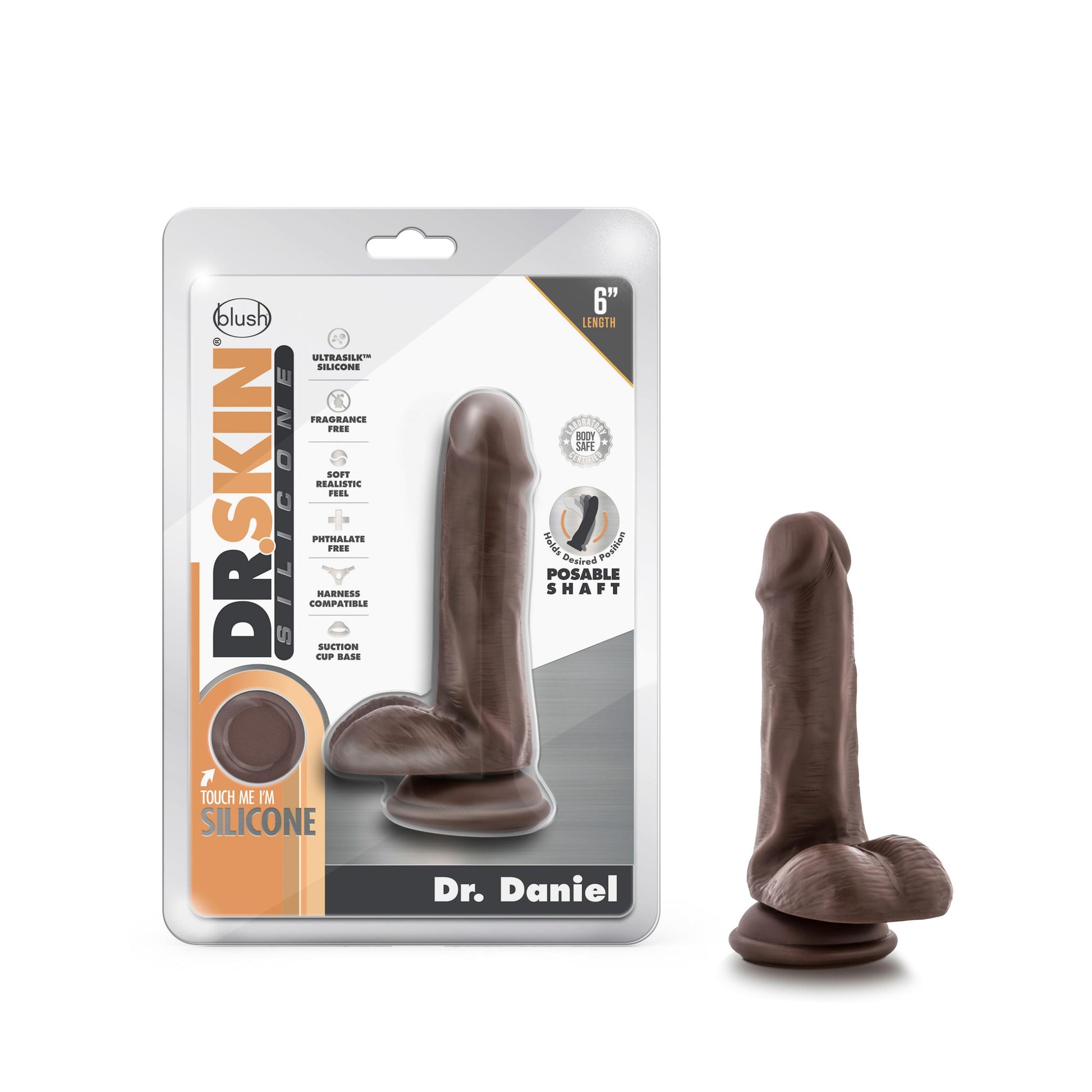 Dr. Skin Silicone - Dr. Daniel - 6 Inch Dildo With Suction Cup - Chocolate - Not Very Vanilla