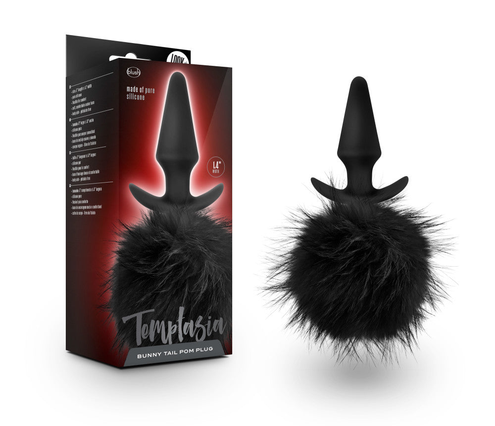 Temptasia - Bunny Tail Pom Plug - Black - Not Very Vanilla