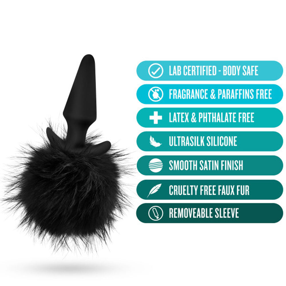 Anal Adventures - Platinum - Rabbit Tail Plug - Black - Not Very Vanilla